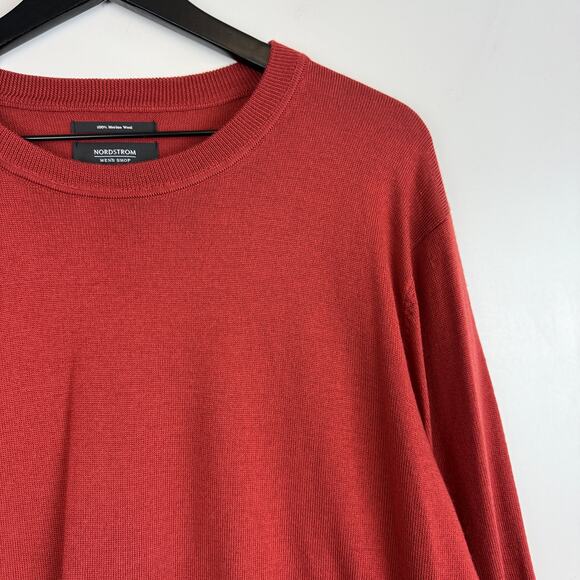 Nordstrom Merino Wool Red Lightweight Mens Sweater - XXL 2XL - Picture 2 of 8